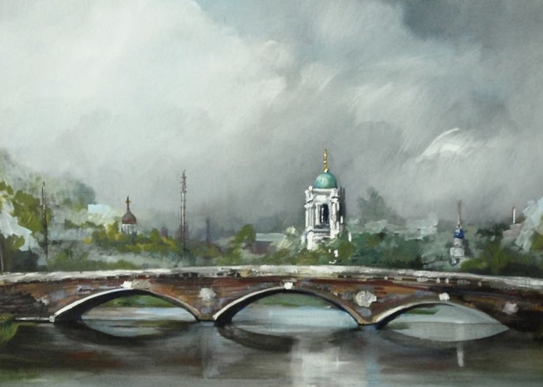 Harvard Bridge in Springtime by artist Saskia Ozols