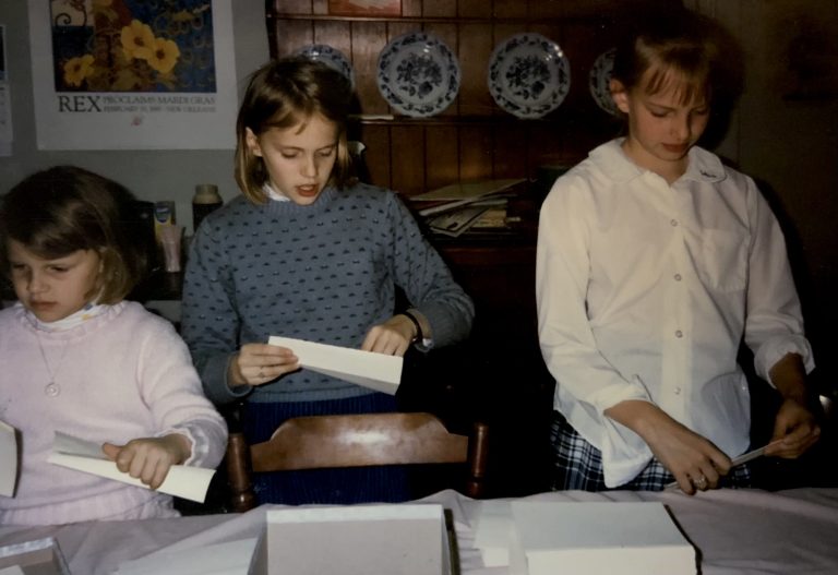 Read more about the article Helping with a mailing, Academy Kitchen, 1980’s